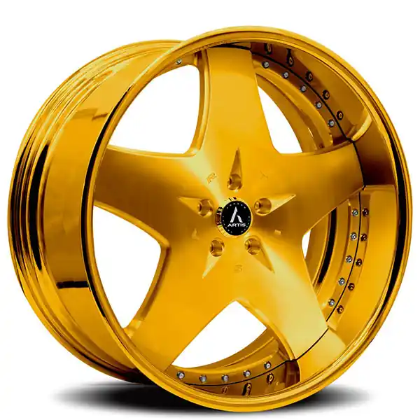 High Quality 20/21" Artis Forged Wheels Cashville Brushed Gold Face with Gold over Chrome Lip Rims
