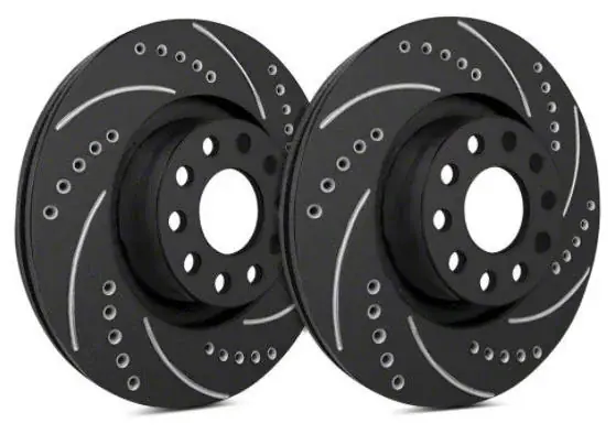 New Release SP Performance Cross-Drilled and Slotted Rotors with Black Zinc Coating; Front Pair