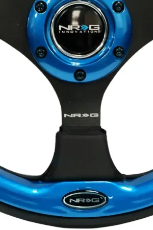 NRG Reinforced Steering Wheel (320mm) Blk w/Blue Trim — PMD Premier Motoring Development Top Rated