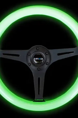 NRG Classic Wood Grain Steering Wheel (350mm) Glow-N-The-Dark Green Gr — PMD Premier Motoring Development Express Delivery