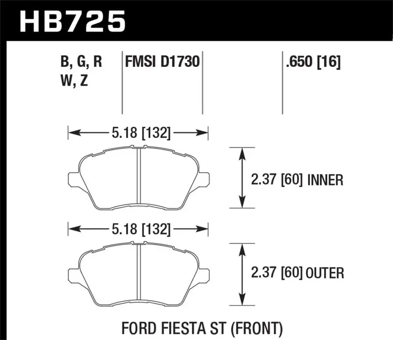 Hawk 2014 Ford Fiesta ST Performance Ceramic Front Brake Pads — PMD Premier Motoring Development Direct From Factory