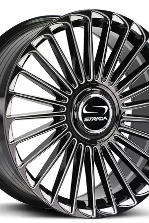 New Arrival 20" Strada Wheels Martello Gloss Black Milled Flow Formed Floating Cap Rims