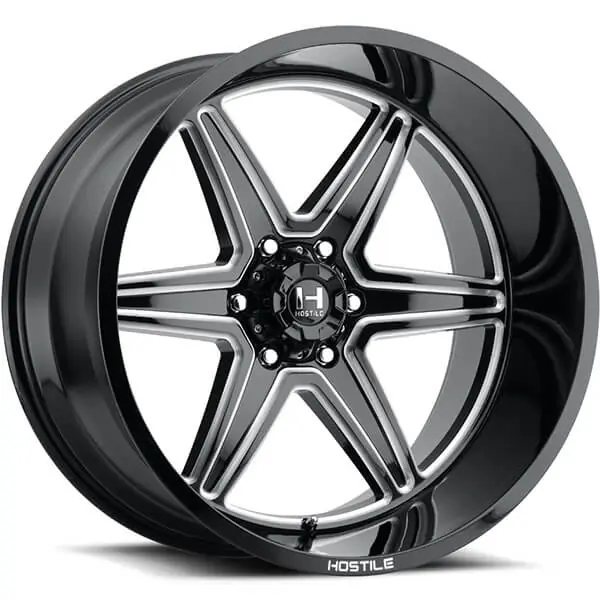 20" Hostile Wheels H117 Venom Gloss Black with Milled Accents Off-Road Rims Reduced Price