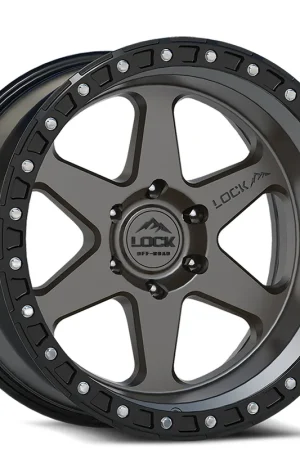 17" Lock Off-Road Wheels Olympus Matte Grey with Matte Black Ring Rims No Minimum Order