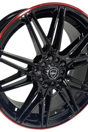 17" Elegant Wheels E005 Gloss Black with Candy Red Line Rims Buy Online