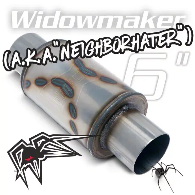 Black Widow Exhaust Neighborhater Series Center/Center Muffler; 2.50-Inch Inlet/2.50-Inch Outlet Free Shipping