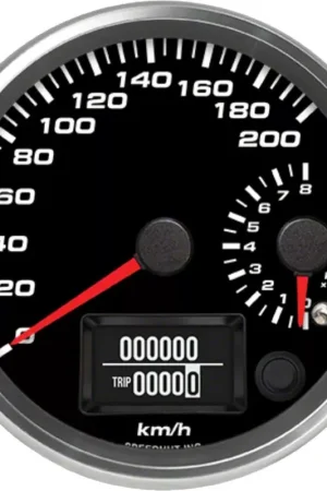 Save Now Speedhut Revolution Series 4-Inch Dual Gauge; 200 KM/H GPS Speedometer; 8,000 RPM Tachometer