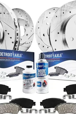 10pc Front & Rear Drilled Slotted Rotors and Ceramic Brake Pads Kit Handmade