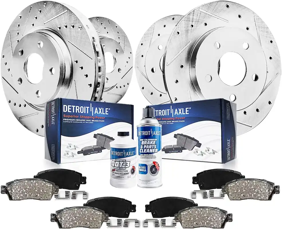 10pc Front & Rear Drilled Slotted Rotors and Ceramic Brake Pads Kit Handmade