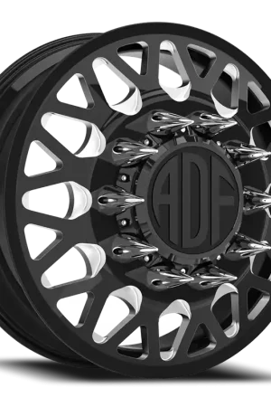 Adf Hot Shot Dually Wheel - 28x8.25 8x165.1 Gloss Black/Machined 132mm - MINIMUM PURCHASE OF 4 - FREE T-SHIRT INCLUDED! Big Sale