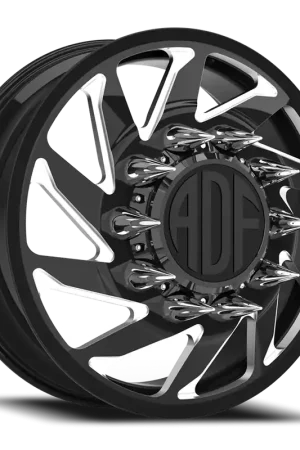 Adf Contractor Left Dually Wheel 20x8.25 8x170 Gloss Black/Machined 144mm - MINIMUM PURCHASE OF 4 - FREE T-SHIRT INCLUDED! Genuine