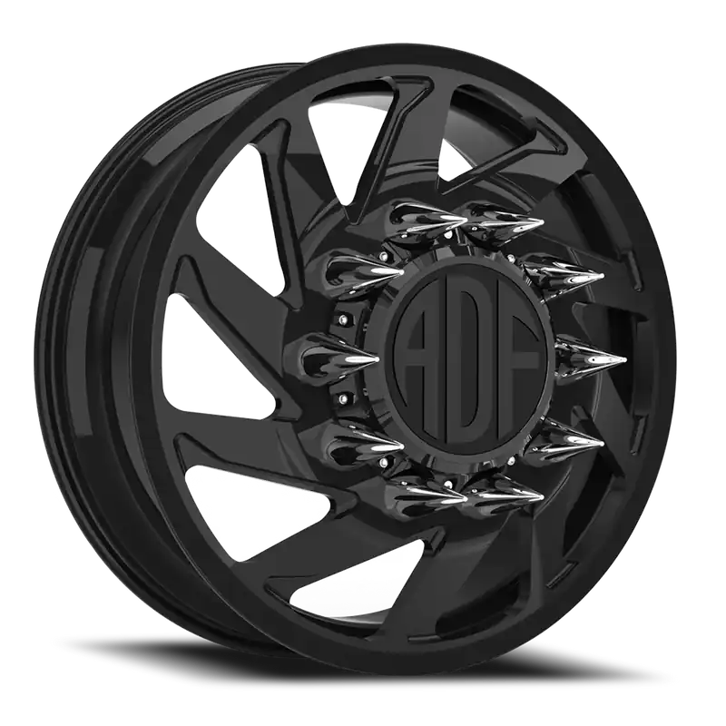 Adf Contractor Left Dually Wheel 28x8.25 8x200 Gloss Black 132mm - MINIMUM PURCHASE OF 4 - FREE T-SHIRT INCLUDED! Worldwide Shipping