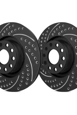 SP Performance Rear Vented 10 Lug Double Drilled and Slotted Black ZRC Brake Rotors PLA S67078-BP Special Discount