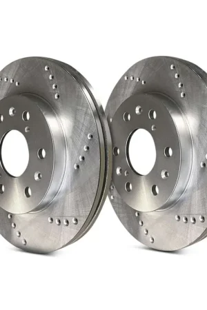 Direct From Factory SP Performance Rear Vented 8 Lug Cross Drilled Silver ZRC Brake Rotors PLA C55-192-P