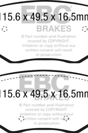 EBC 15+ Fiat 500X 1.4 Turbo Yellowstuff Rear Brake Pads Luxury