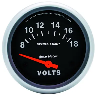 Direct From Factory Autometer Sport-Comp 2 5/8in 8-18 Volt Short Sweep Electric Voltmeter Gauge - 3592