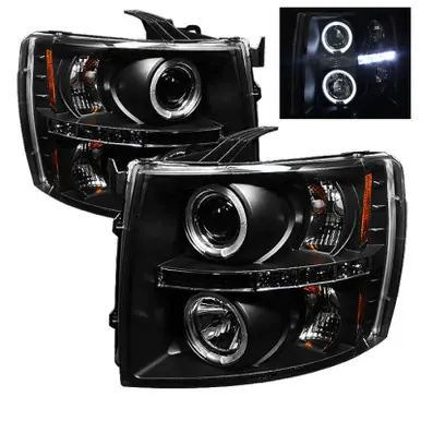 New Arrival Spyder Chevy Silverado 1500 07-13 Projector Headlights LED Halo LED Blk PRO-YD-CS07-HL-BK - 5009494