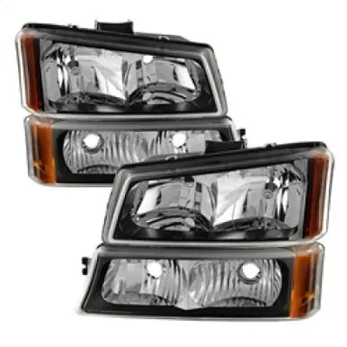 Xtune Chevy Silverado 2500HD 03-06 Crystal Headlights w/ Bumper Lights Black HD-JH-CSIL03-AM-BK-SET - 5069801 Same Day Shipping